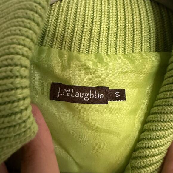 J. McLaughlin Quilted Sweater Jacket Silk Lime Green Size Small - Picture 3 of 5